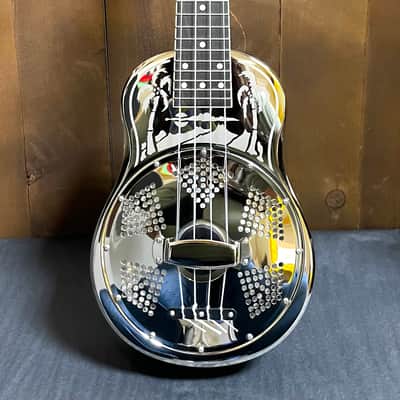 National Reso-Phonic Style O Ukulele 2025 - Mirror Nickel with Deco Palm Tree Design - IN STOCK NOW! image 1