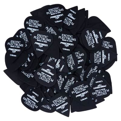 Exotic Plectrums Delrin Black Guitar Or Bass Pick - 1.14 mm Extra Heavy Gauge - Premium Made In USA - Extra Sharp 351 Precision Tip Shape - 50 Pack image 2