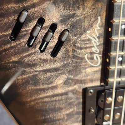 2022 Godin xTSA Trans Black FLAME Top w/ Original Gig Bag image 7
