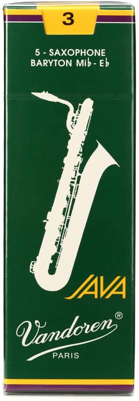 Vandoren SR343 - JAVA Green Baritone Saxophone Reeds - 3.0 (5-pack) (2-pack) Bundle image 1