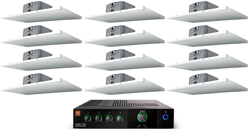 JBL CSMA 1120 Commercial 70v Amplifier+12) 2' X 1' Drop Ceiling Tile Speakers image 1