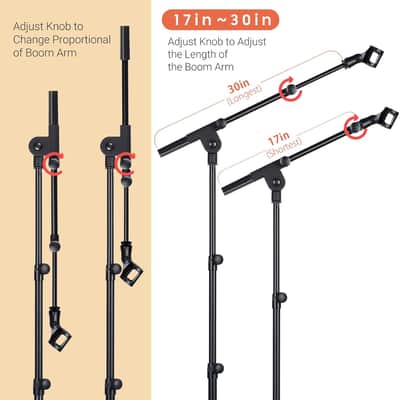 Tripod Microphone Stand Boom Arm Floor Mic Stand with Carrying Bag and 2 Mic Clips for Singing Performance Wedding Stage and Mic Mount CY0239 image 8
