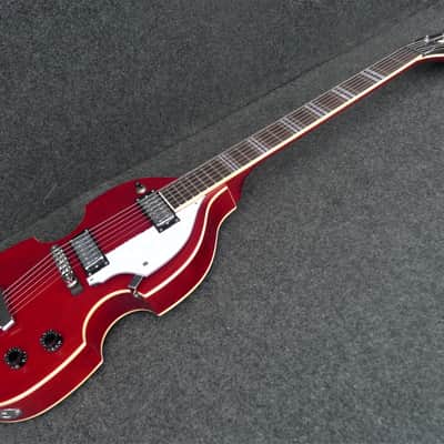 Hofner HI-459-PE-RD Beatle 6 String Electric Guitar Violin Body Shape Metallic Red image 5