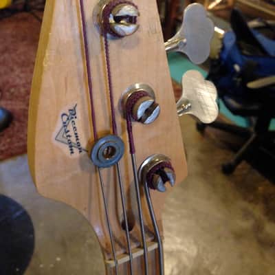DICEMAN Custom Walnut Bass LEFT HANDED - Electronics mostly work - Wilkinson Pickup 9.1 pounds image 2