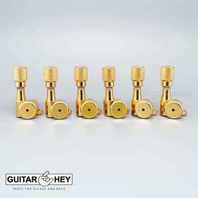 Hipshot 6-In-Line NON-Staggered Closed-Gear Locking Mini Tuners Knurled - GOLD image 2