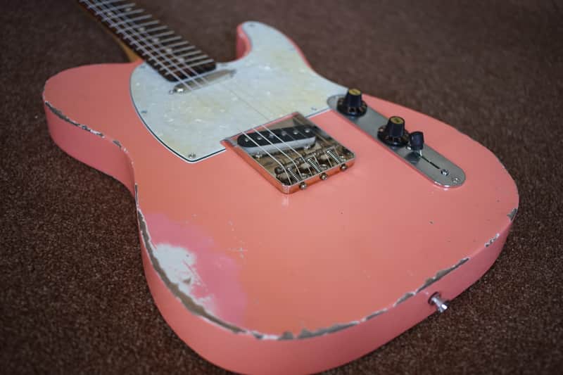 MJT Warmoth Fender American Vintage 62 Relic Road Worn Telecaster Shell Pink Coral image 1