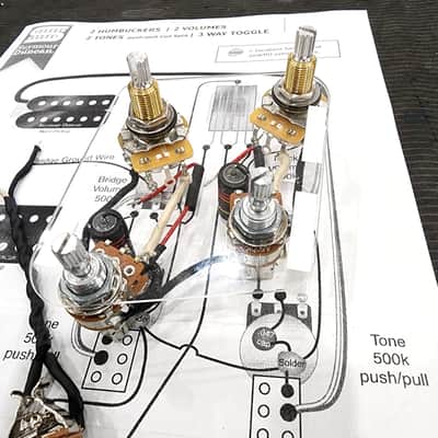 Carparelli Les Paul Wiring Harness — CTS 500K Long Shaft Volumes, Push/Pull Tone Coil-Splits, Emerson 0.022µF Caps image 5