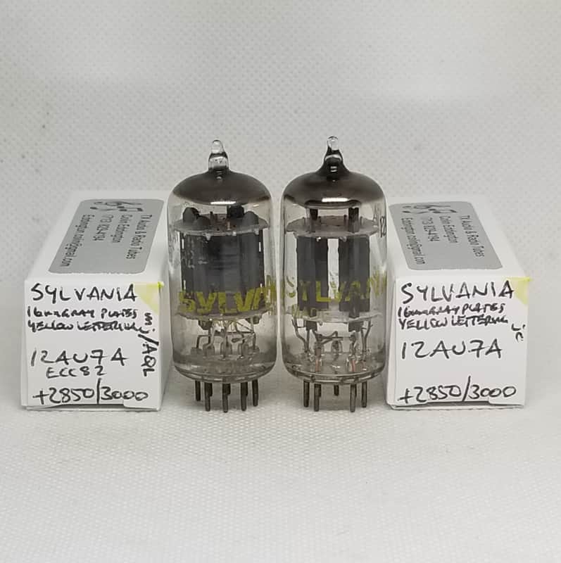 Sylvania 12AU7A Long Gray Plate Matched (5.0%) Pair NOS 12AU7 ECC82 image 1