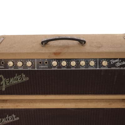 1961 Fender Bandmaster 6G7-A Piggyback Head and Cab - Blonde Tolex image 5