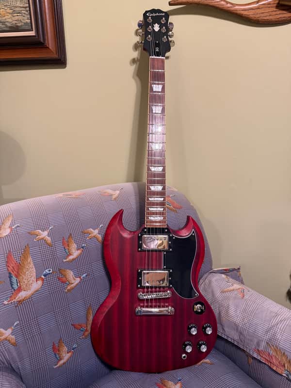 Epiphone SG G400 Standard Electric Guitar Worn Cherry image 1