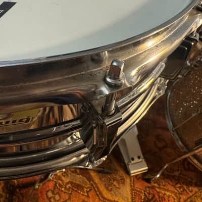 Ludwig No. 400 Supraphonic 5x14" 10-Lug Aluminum Snare Drum with Pointed Blue/Olive Badge 1969 - 1979 Chrome-Plated image 10