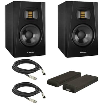 ADAM Audio T5V 5" Powered Studio Monitor (Pair) with Presonus ISPD-4 Studio Monitor Isolation Pads and XLR Cables image 1