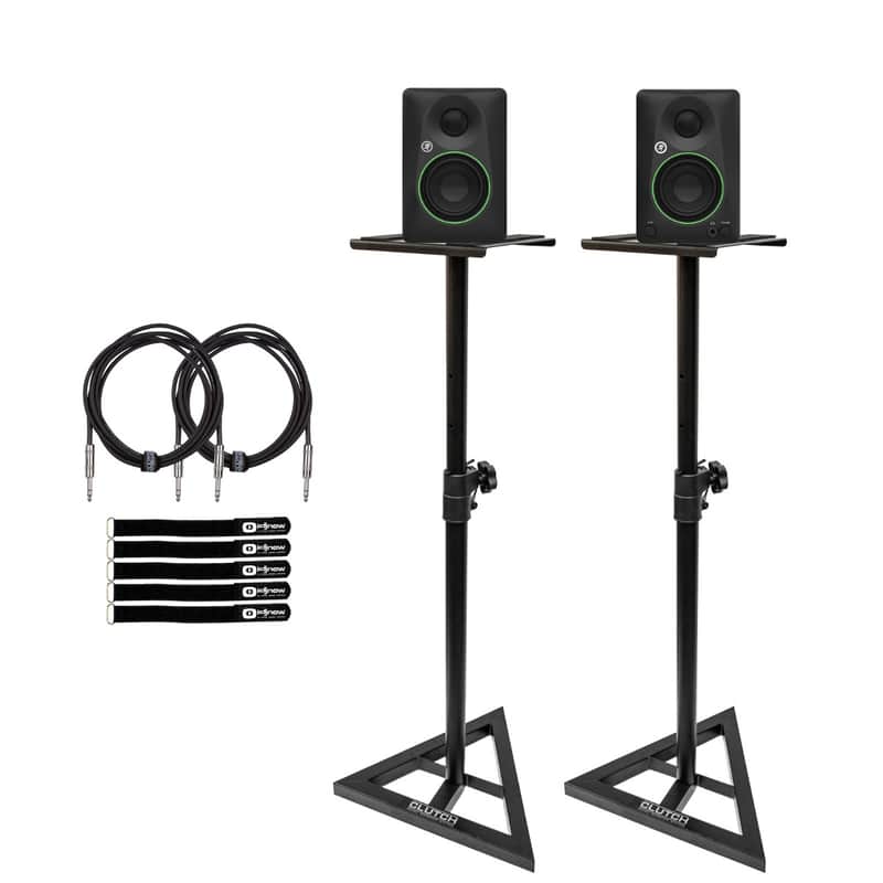Mackie CR3.5 3.5" Powered Studio Monitor Speakers Pair w Stands Package image 1