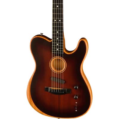 Fender American Acoustasonic Telecaster All-Mahogany Acoustic-Electric Guitar Regular Bourbon Burst image 5