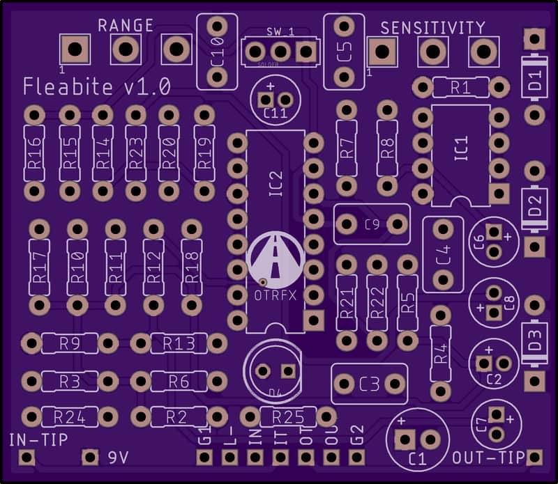 Fleabite PCB - Build your own modded FX-25 Envelope Filter (Auto-Wah) Pedal! image 1