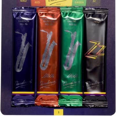 Vandoren SRMIXB3 Baritone Saxophone Mix Card Jazz Reed Variety Pack - Strength 3