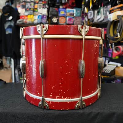 Slingerland RadioKing 1950's - Fire Engine Red Lqr. 10x14'' Maple /Mahogany Shell Vintage Snare image 6