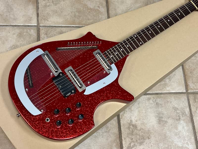 2025 Danelectro Coral Electric Sitar Red Sparkle Metal Flake image 1
