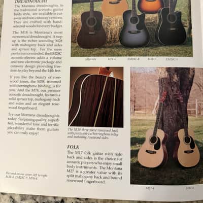 Montana Acoustic Guitar Catalog 1993 M18 M78 m28 EM28C EM24C image 2