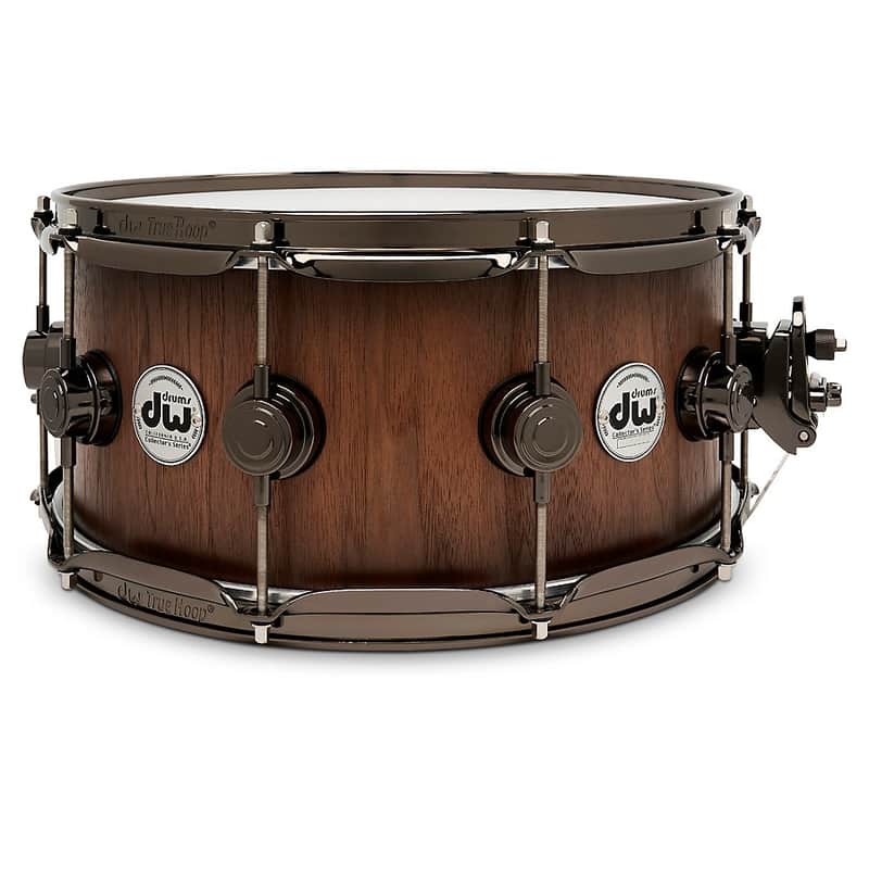 DW Pure Walnut Snare Drum - Regular 14 x 6.5 in. Satin Quick Ebony Burst image 1