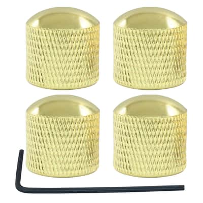 4 Pcs Metal Guitar Knobs, Volume Tone Control Knobs, Dome Knobs Replacement Parts, Knurled Guitar Knob for Electric Guitar and Bass Players (Gold) image 2