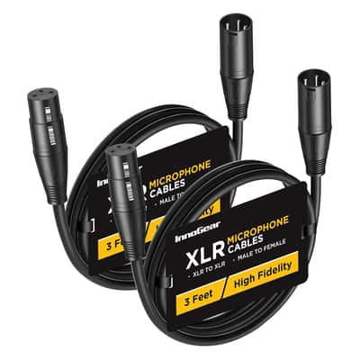 Xlr Microphone Cables, 3 Feet 2 Pack Oxygen-Free Copper Male To Female 3-Pin Balanced Xlr Mic Cables Cord For Speaker Podcast Audio Mixer Dmx Effector Amplifier Sound Card, Black image 1