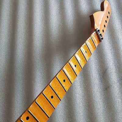 Glossy Finish Maple Guitar Strat Style Neck with Scalloped Fingerboard, Reversed Headstock image 3