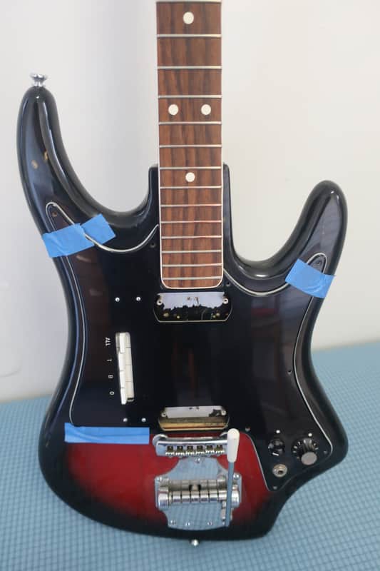 Vintage 1965 Eko Tonemaster Panaramic Crucianelli Triple Cutaway 1964-65 Guitar Redburst Made In Italy Vox Factory Missing Original Pick Ups EZ Project Immaculate Condition Rare Parts Bridge Van Ghent Tuners Misc Electronics. image 1