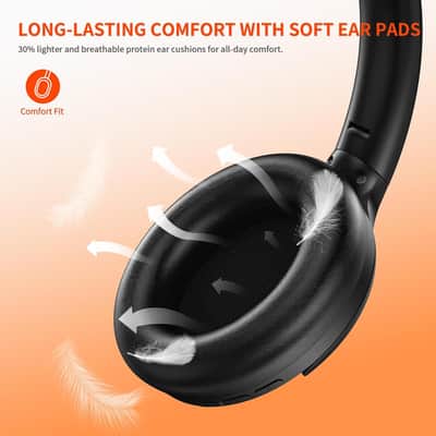 Noise Cancelling Headphones - 2024 Upgraded Wireless Over Ear Bluetooth Headphones Comfort Fit, 100H Playtime, Deep Bass, Active Noise Canceling, Crystal Clear Calls for Travel/Home/Office - Black image 5