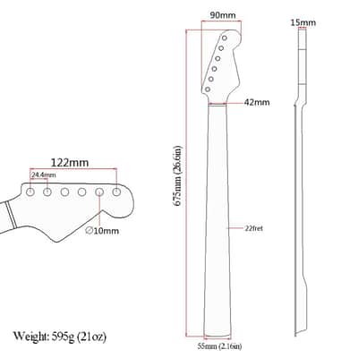 TGP 22 Frets Maple Neck+ Fingerboard Guitar Neck for ST Style guitar,price include the import duty for US buyer image 4