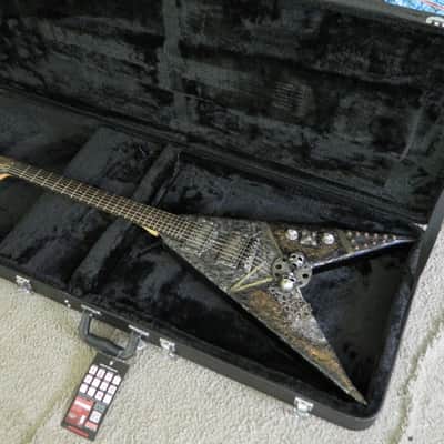 Steampunk Skull B.C. Rich junior V Guitar hand sculpted top handmade skull hardware flying v image 12