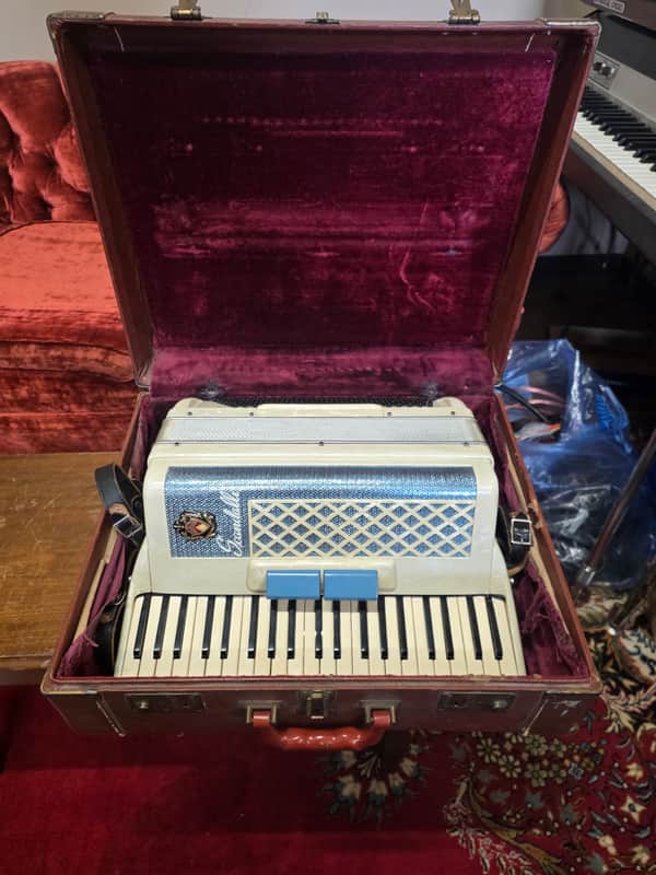 Scandalli 41 Key Blue Pearl Tone Model 409\29 Accordian & Case image 1