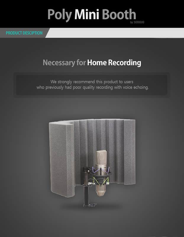 sorigio poly mini vocal booth reflection filter 2016 black/grey image 1