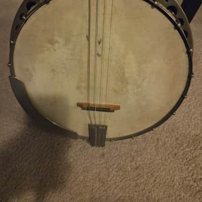 Vintage Vegas Style 4 string Banjo with case Unknown  1920s image 8