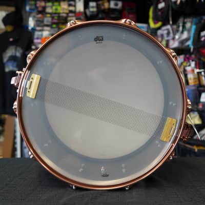 DW USA Collectors Series 6.5x14" Brass Shell Snare Drum w/ Copper Hardware - Satin Black image 10