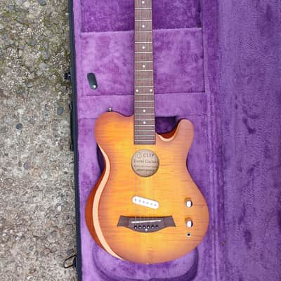 CLIP SAE-580 Travel Silent Guitar Yellow Flame Brown Burst image 10