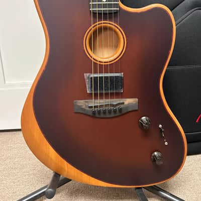 Fender American Acoustasonic Jazzmaster Acoustic Electric Guitar All-Mahogany - Bourbon Burst image 2