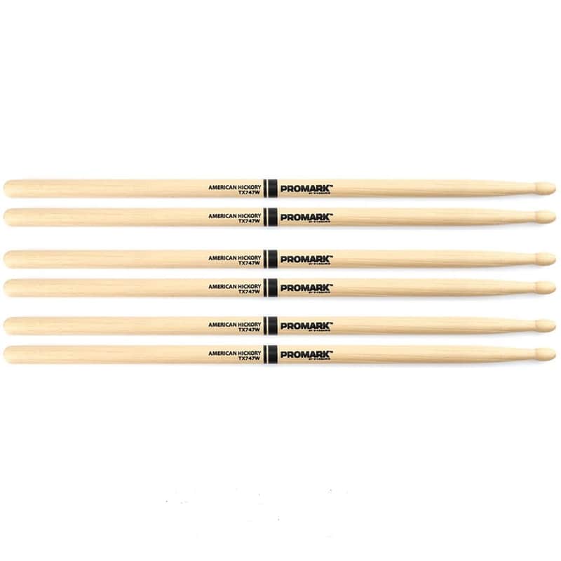 ProMark TX747W ROCK WOOD TIP (3 PAIRS) DRUM STICKS image 1
