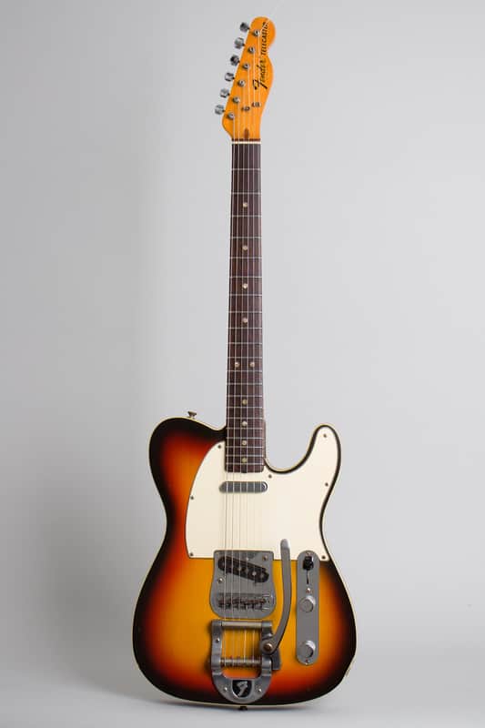 Fender  Telecaster Custom with Bigsby Solid Body Electric Guitar (1969), ser. #191930, black gig bag case. image 1