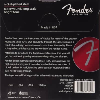 Fender 8250M NPS Taperwound Electric Bass Strings, Long Scale MEDIUM 45-110 image 9