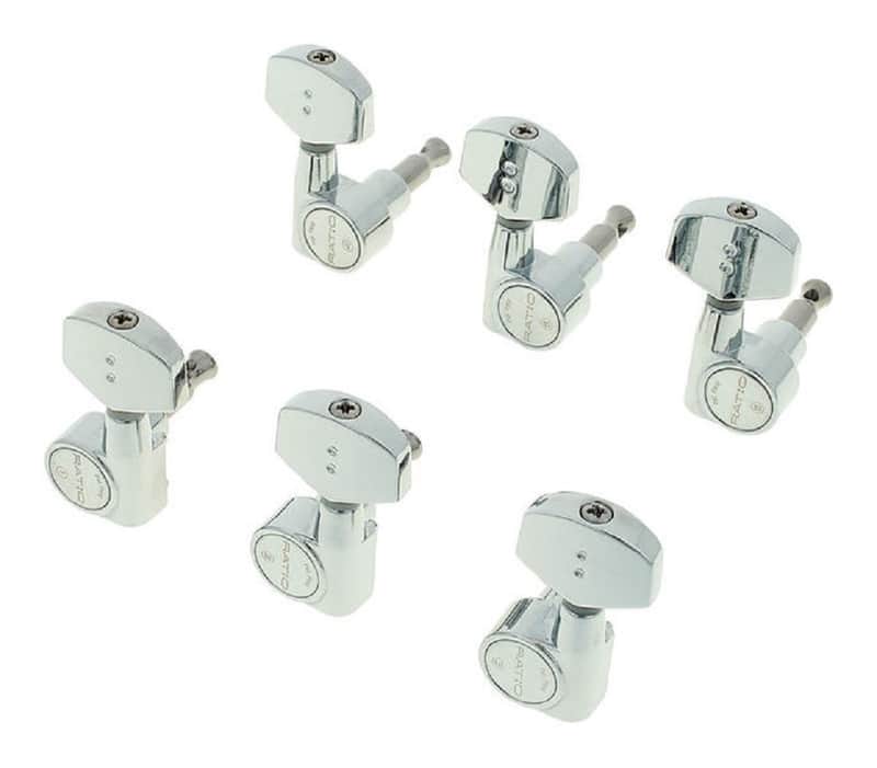 Graph Tech Ratio 3x3 2-Pin Tuners, Contemporary Buttons, CHROME - #PRN-2311-C0 image 1
