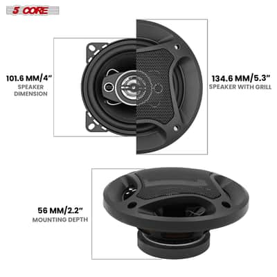5Core Coaxial Door Car Speakers 4” Pair 250W 4Ohm 2 Way Component Subwoofer Audio w Super Tweeter image 12