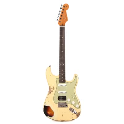 Fender Custom Shop Limited Edition Custom Deluxe HB S-1 Stratocaster Heavy Relic Aged Vintage White over 3-Tone Sunburst w/Closet Classic Hardware (Serial #CZ590707) image 4
