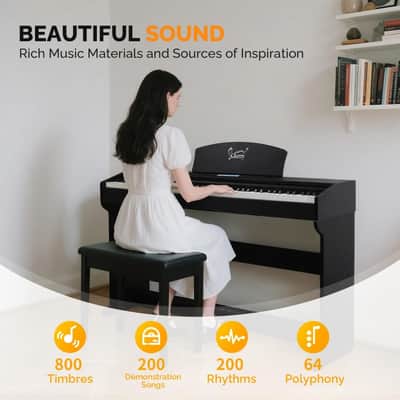 Glarry GDP-209 88-Key Home Fully Weighted Hammer-action Keybed Digital Piano Black with Wood Grain Finish image 7
