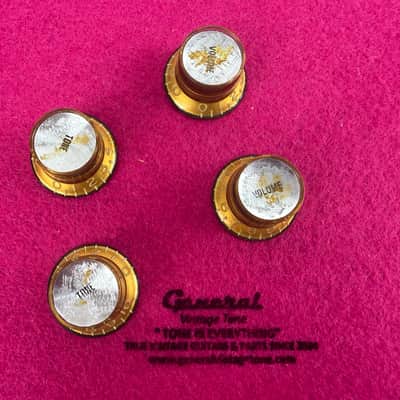 General Vintage Tone  CAB Aged reflector gold knobs for Les Paul ® ES ®  Gold Cellulose acetate image 5