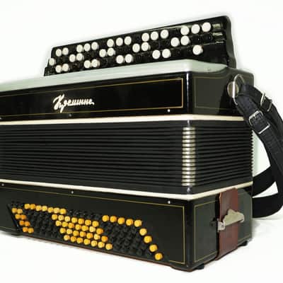 Folk Button Accordion, Lightweight Bayan Kreminne, made in Ukraine, New Straps Case 2275, Beautiful and Rich sound. image 4