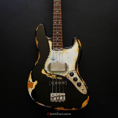 Fender Standard Jazz Bass 60s Pickups Black Aged Relic image 12