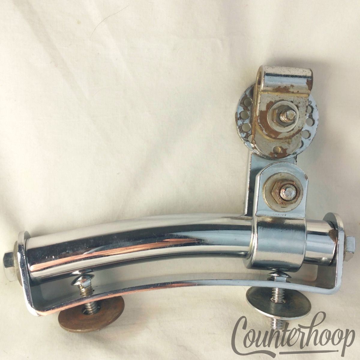 Pearl Rail Mount Tube,Base,+Slider Bass Drum Japan Chrome 60s Star 3 5/8"Holes* — main photograph