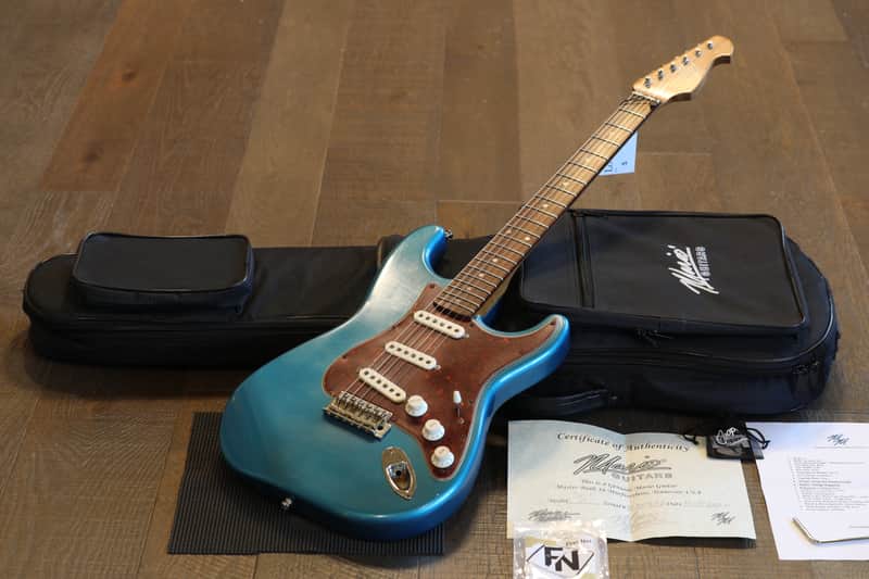 2020 Mario Martin S-Type Madagascar Roasted Neck Electric Guitar Deep Lake Placid Blue Factory Relic + COA OGB image 1