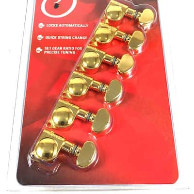 Grover Mini Locking RotoMatics Machine Heads Tuners 406G Gold Inline